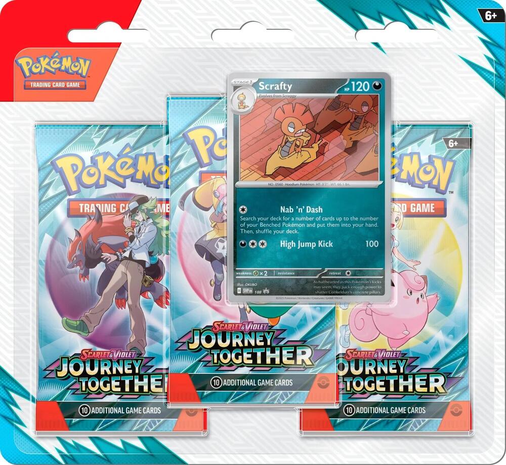 Pokémon TCG: Scarlet & Violet — Journey Together 3-Pack Blister (Scrafty Promo)