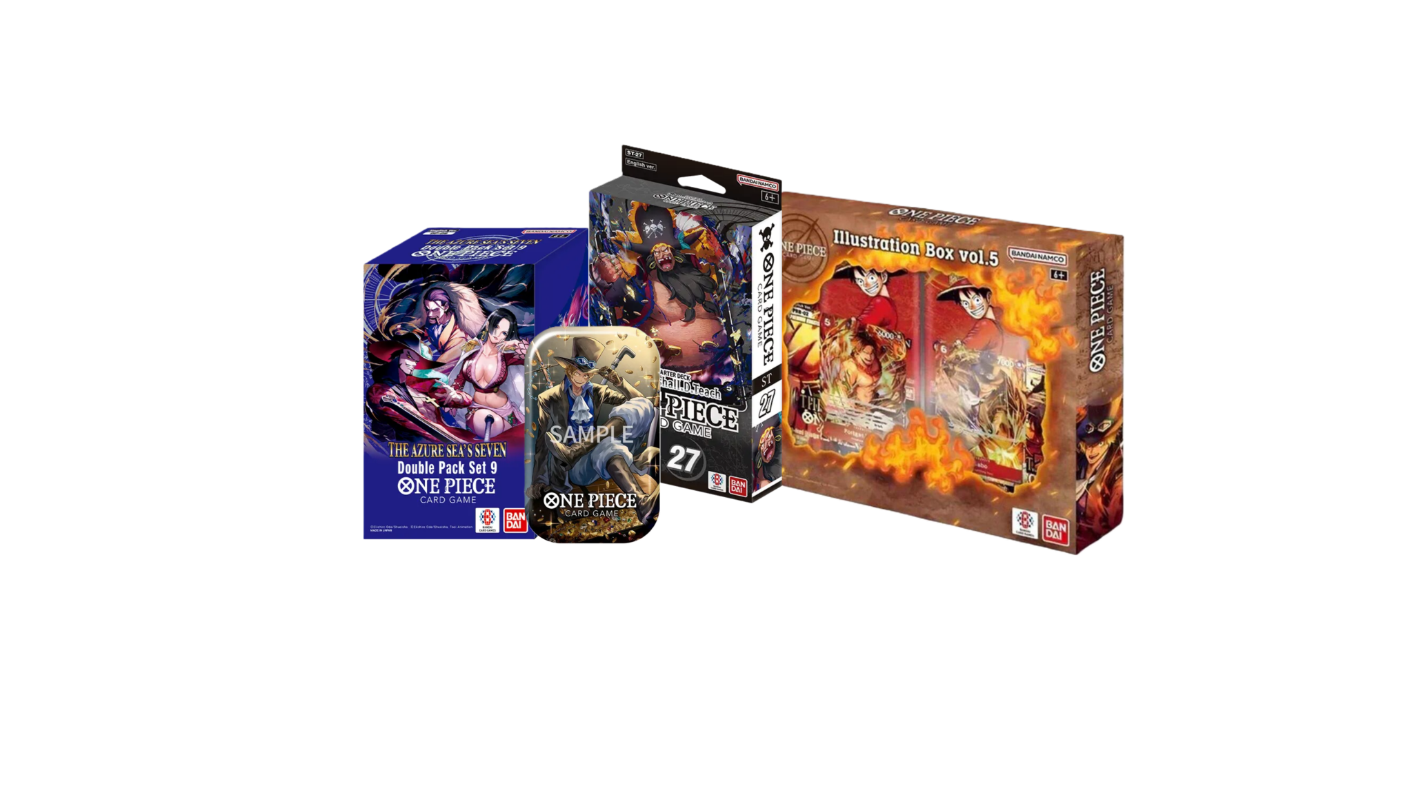 One Piece Card Game Sealed Bundle – Starter Deck + Illustration Box + Tin + Double Pack