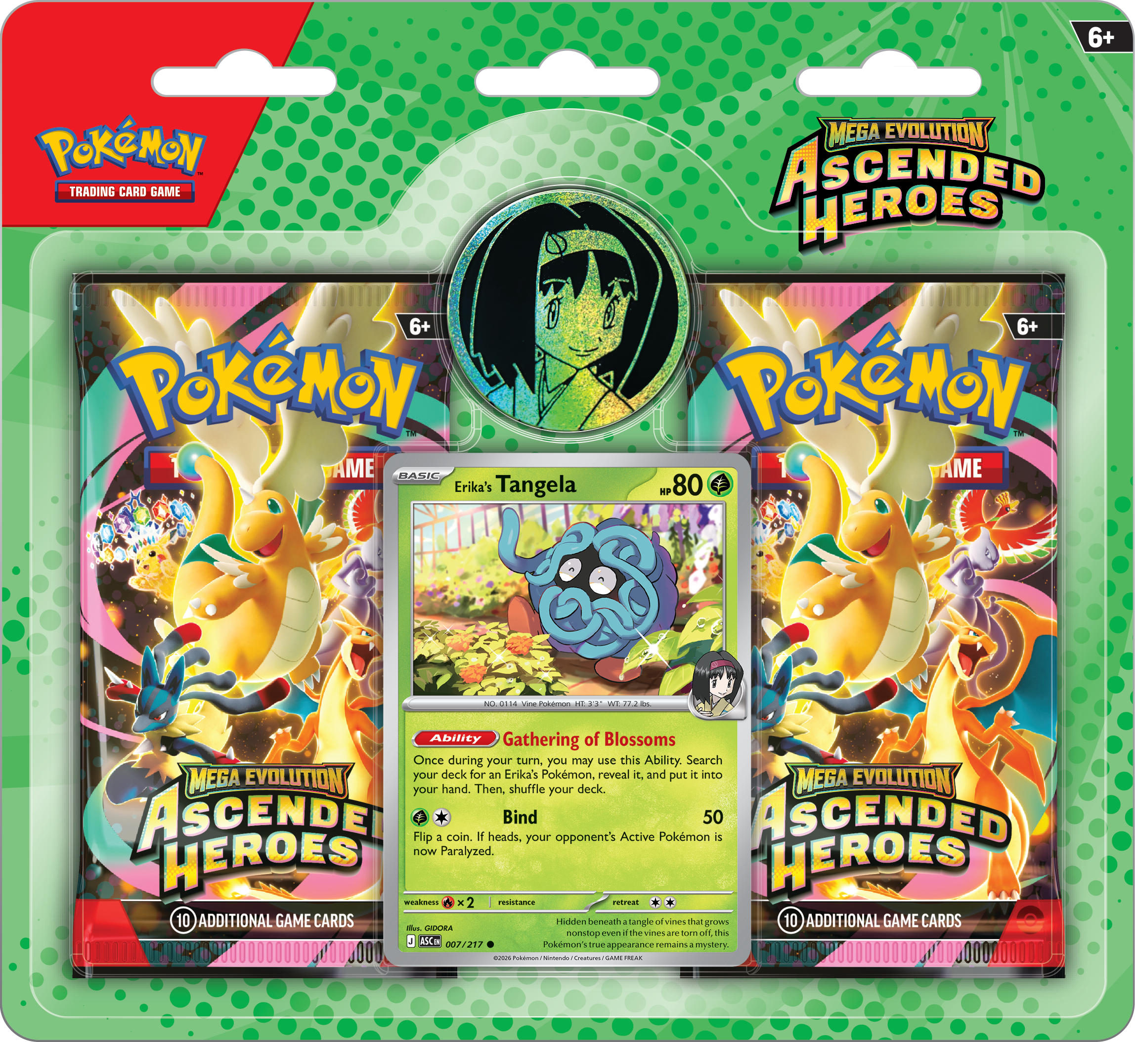Pokémon TCG: Mega Evolution — Ascended Heroes 2-Pack Blister (Erika’s Tangela)