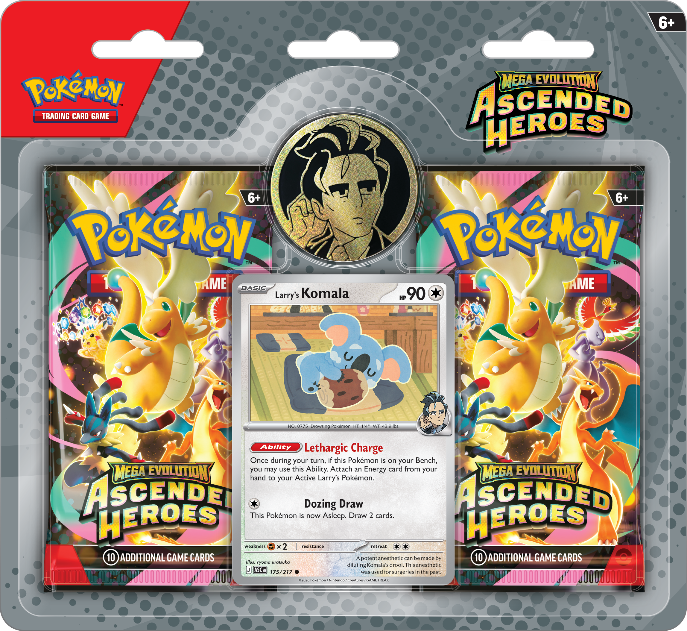 Pokémon TCG: Mega Evolution — Ascended Heroes 2-Pack Blister (Larry’s Komala)